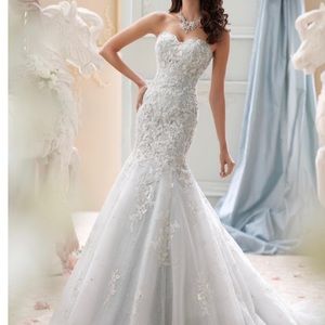 David Tutera Ivory and Blue Wedding Dress